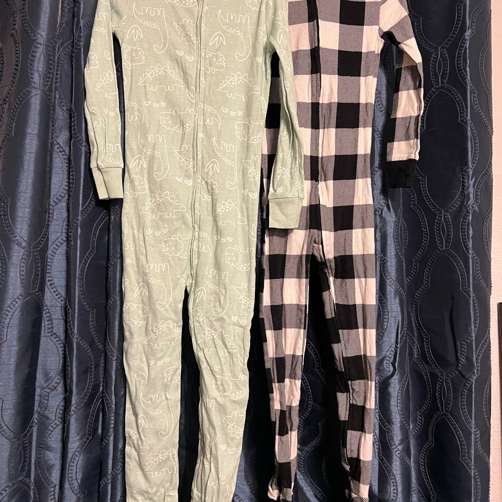 Kids' Dinosaur and Plaid Pajama Set